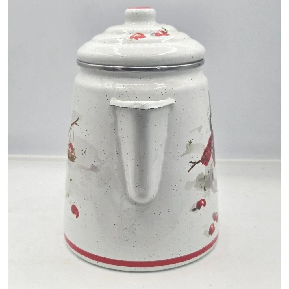 Vintage Enamelware Snowman‎ Coffee Pot Teapot